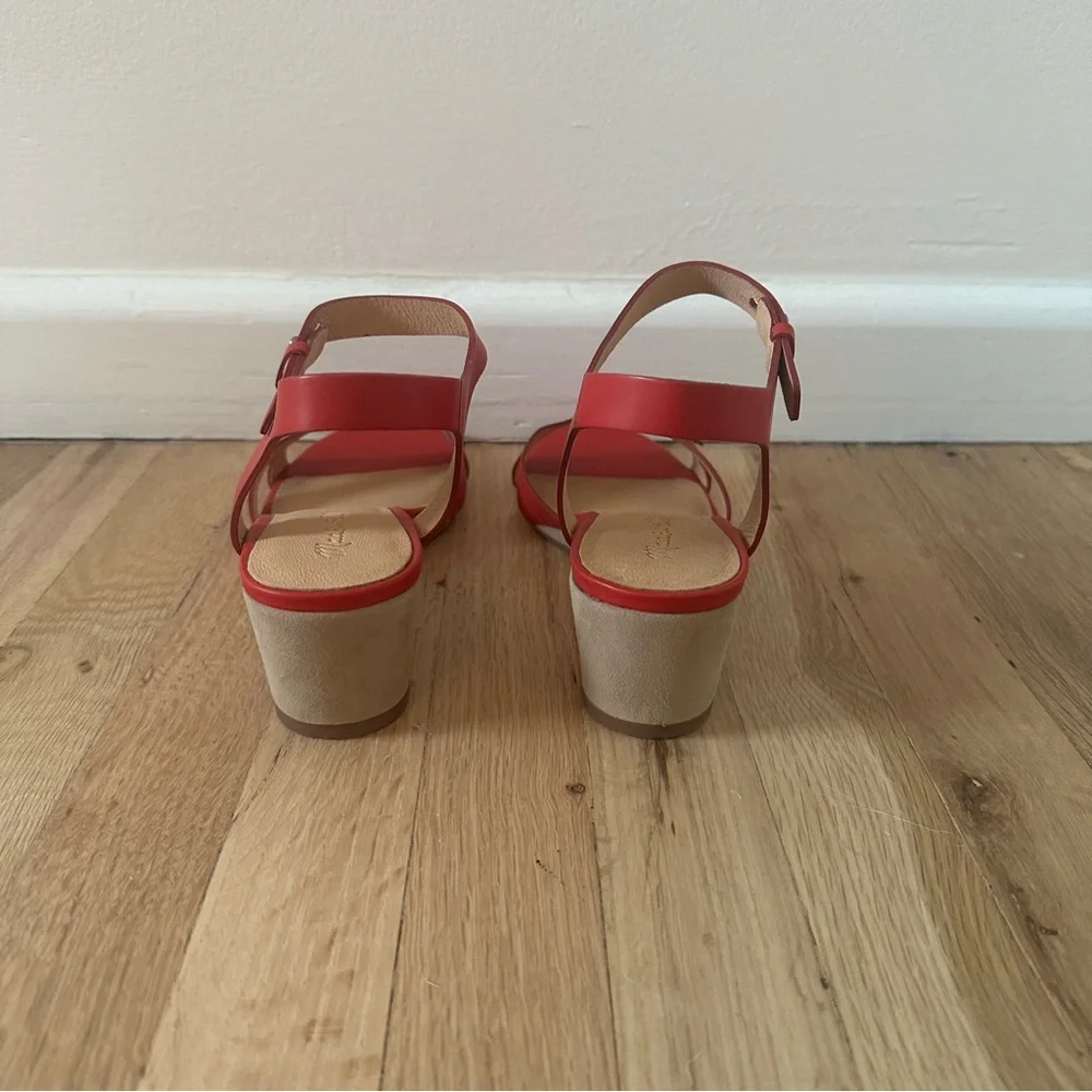 NWOT Madewell Red Leather Joan Wedge Sandal